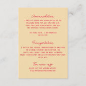 Handgeschriebene farbenfrohe Retro Moderne Hochzei Begleitkarte (Vorderseite)