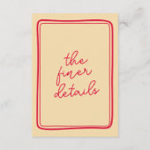 Handgeschriebene farbenfrohe Retro Moderne Hochzei Begleitkarte (Rückseite)