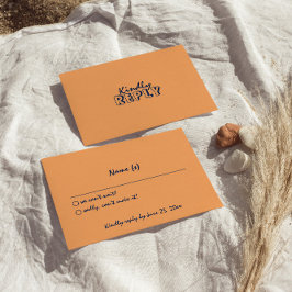 Handgeschriebene farbenfrohe Retro Moderne Hochzei RSVP Karte