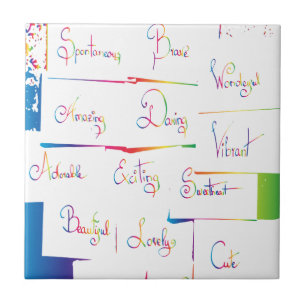 Handgeschriebene farbige positive Inspirationswört Fliese