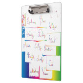 Handgeschriebene farbige positive Inspirationswört Klemmbrett (Links)