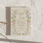 Handgeschriebene Florale Sommer QR-Code Hochzeit Einladung