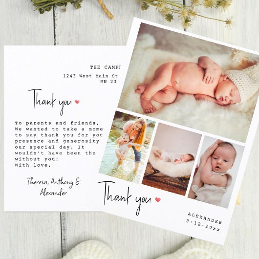 Handgeschriebene Foto Collage Baby Shower Vielen D Postkarte