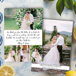 Handgeschriebene Foto Collage Wedding Dankeskarte