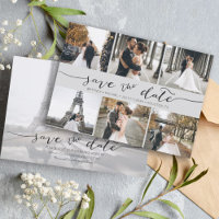 Handgeschriebene FotoCollage Save the Date grau
