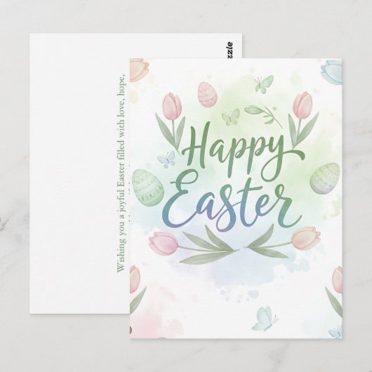 Handgeschriebene Frohe Ostern Wasserfarben-Grußkar Postkarte (Vorne/Hinten)