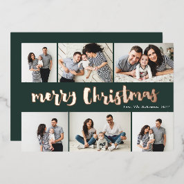 Handgeschriebene frohe Weihnachten 6 Foto Rose Gol Folien Feiertagskarte