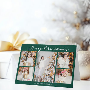 Handgeschriebene Frohe Weihnachten Grüne Fotocolla