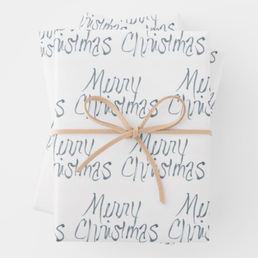 Handgeschriebene frohe Weihnachten in Grau Geschenkpapier Set (Beispiel)