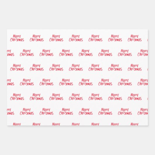 Handgeschriebene frohe Weihnachten in Rot Geschenkpapier Set (Vorderseite 3)