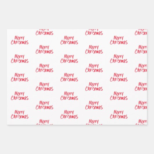 Handgeschriebene frohe Weihnachten in Rot Geschenkpapier Set (Vorderseite 2)