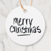 Handgeschriebene frohe Weihnachten in Schwarz Geschenkanhänger (Vorderseite)