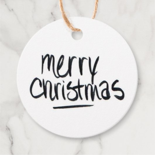 Handgeschriebene frohe Weihnachten in Schwarz Geschenkanhänger (Vorderseite)