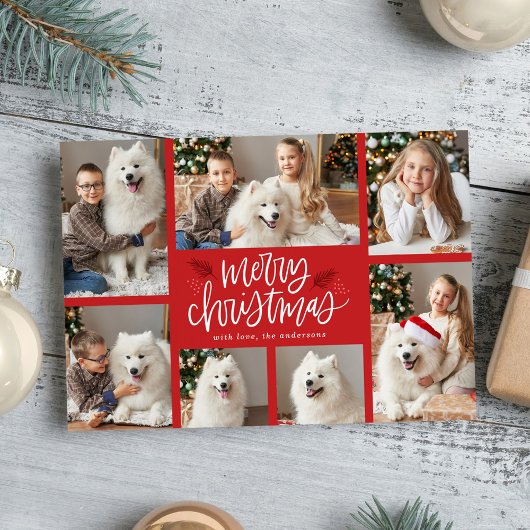 Handgeschriebene frohe Weihnachten Rot 7 Foto Coll