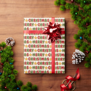 Handgeschriebene frohe Weihnachtsgebäck Kekse Geschenkpapier