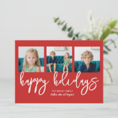 Handgeschriebene frohe Weihnachtskalligraphie 3 Fo Feiertagskarte (Stehend Vorderseite)