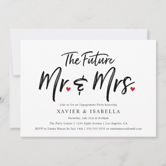 Handgeschriebene Future Mr. & Mrs. Engagement Part Einladung (Vorderseite)
