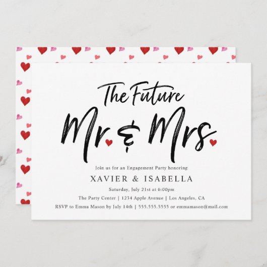 Handgeschriebene Future Mr. & Mrs. Engagement Part Einladung (Vorne/Hinten)