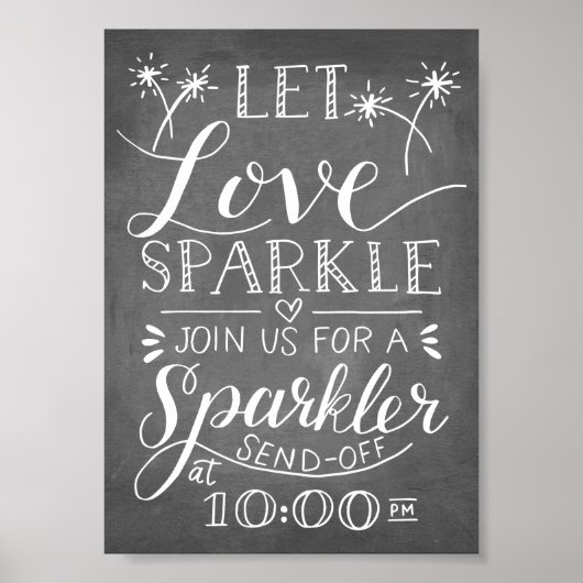 Handgeschriebene Gelassen Liebe Sparkle Sparkler S Poster (Vorne)