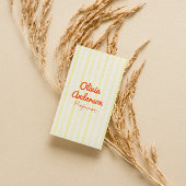 Handgeschriebene gelbe Orangenstreifen Boho QR-Cod Visitenkarte