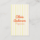 Handgeschriebene gelbe Orangenstreifen Boho QR-Cod Visitenkarte (Vorderseite)