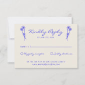 Handgeschriebene Gezeichnet Blue Retro Bold Weddin RSVP Karte (Vorderseite)