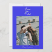 Handgeschriebene Gezeichnet Blue Retro Einzigartig Save The Date (Vorderseite)