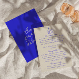 Handgeschriebene Gezeichnet Blue Retro Hochzeitsde Begleitkarte