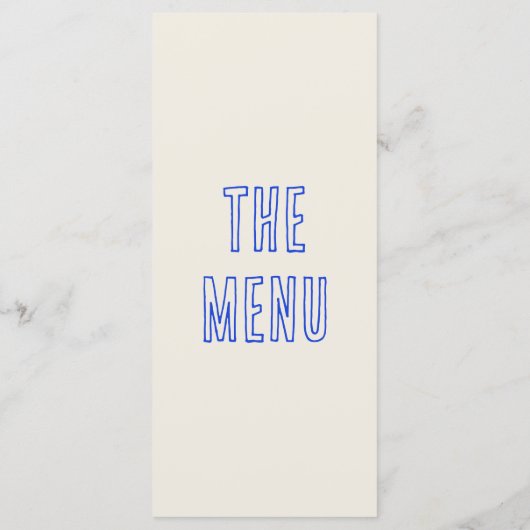 Handgeschriebene Gezeichnet Blue Retro Quirky Fun  Menükarte (Rückseite)