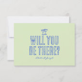 Handgeschriebene Gezeichnet bunt Retro Funky Weddi RSVP Karte (Rückseite)