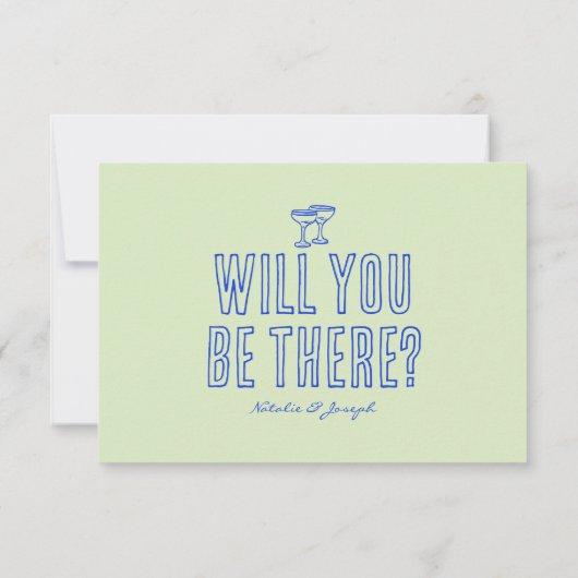 Handgeschriebene Gezeichnet bunt Retro Funky Weddi RSVP Karte (Rückseite)