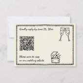 Handgeschriebene Gezeichnet einzigartige QR-Hochze RSVP Karte (Vorderseite)
