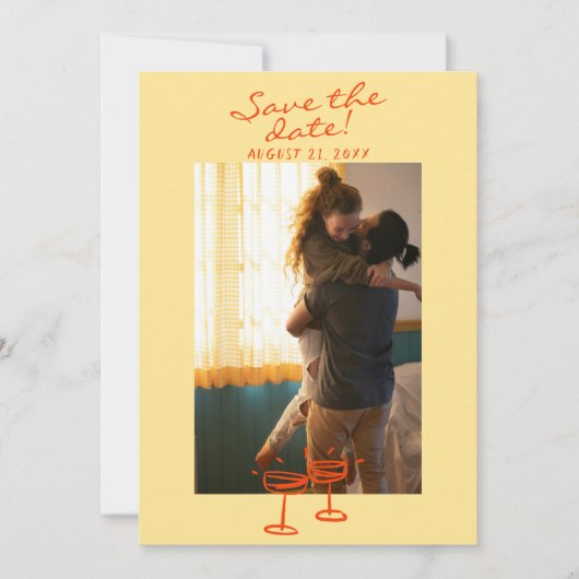 Handgeschriebene Gezeichnet farbenfrohe Retro-Foto Save The Date (Vorderseite)