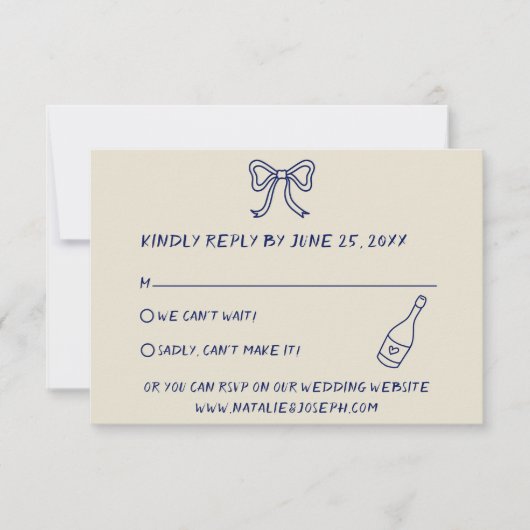 Handgeschriebene Gezeichnet Retro-Einzigartige Mod RSVP Karte (Vorderseite)