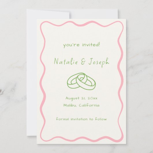 Handgeschriebene Gezeichnet Retro-Einzigartiger Sp Save The Date (Rückseite)