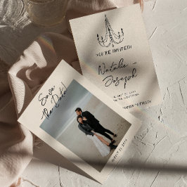 Handgeschriebene Gezeichnet Retro Quirky Foto Hoch Save The Date