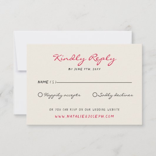 Handgeschriebene Gezeichnet Retro Whimsical Fun We RSVP Karte (Vorderseite)