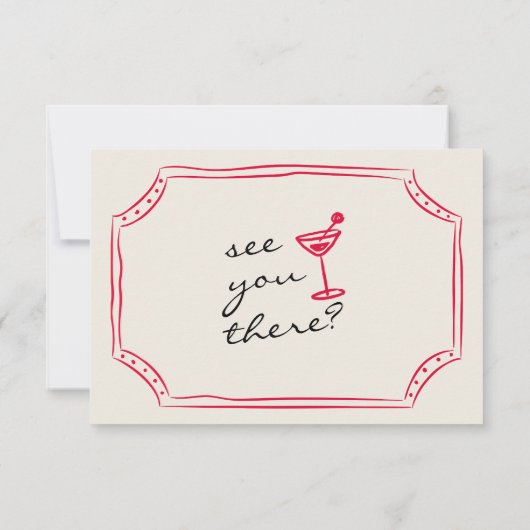 Handgeschriebene Gezeichnet Retro Whimsical Fun We RSVP Karte (Rückseite)