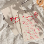 Handgeschriebene, Gezeichnet Rot-Quirky-Hochzeitsd Begleitkarte