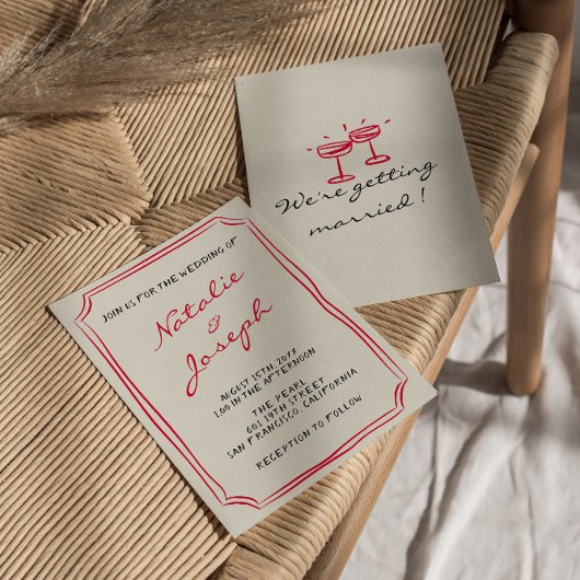 Handgeschriebene, Gezeichnet Whimsical Retro Fun W Einladung