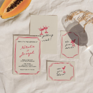 Handgeschriebene, Gezeichnet Whimsical Retro Fun W Einladung