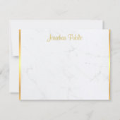 Handgeschriebene Gold Monogram Marble Trendy Templ Mitteilungskarte (Rückseite)