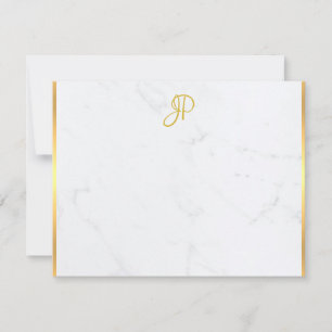 Handgeschriebene Gold Monogram Marble Trendy Templ Mitteilungskarte