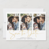 Handgeschriebene Gold-Script-Typografie Save The Date (Vorderseite)