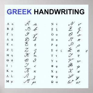 Handgeschriebene griechische Buchstaben   Griechis Poster
