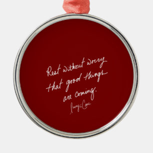 Handgeschriebene gute Dinge Red Inspirational Ornament Aus Metall