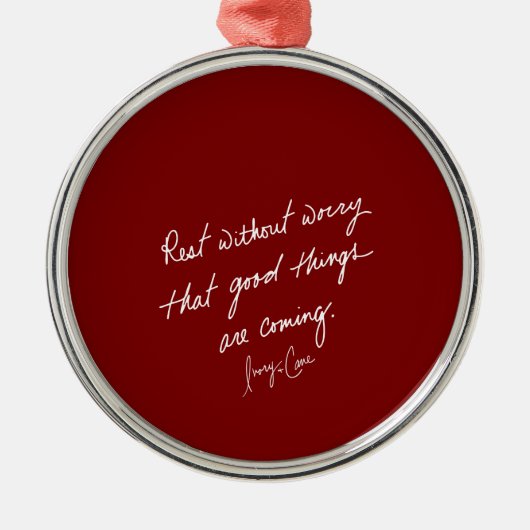 Handgeschriebene gute Dinge Red Inspirational Ornament Aus Metall (Vorne)