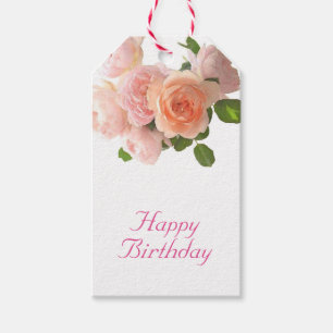 Handgeschriebene Happy Birthday Text Floral Templa Geschenkanhänger