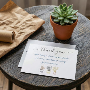 Handgeschriebene Haus Pflanze danken Ihnen Einstec Dankeskarte