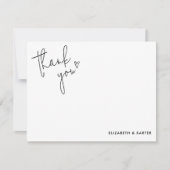 Handgeschriebene Heart Script Wedding Vielen Dank Mitteilungskarte (Vorderseite)